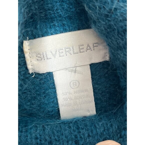 Vintage Y2K Silverleaf Mohair Blend Boxy Crop Turtleneck Sweater‎ Small Blue - Picture 5 of 8